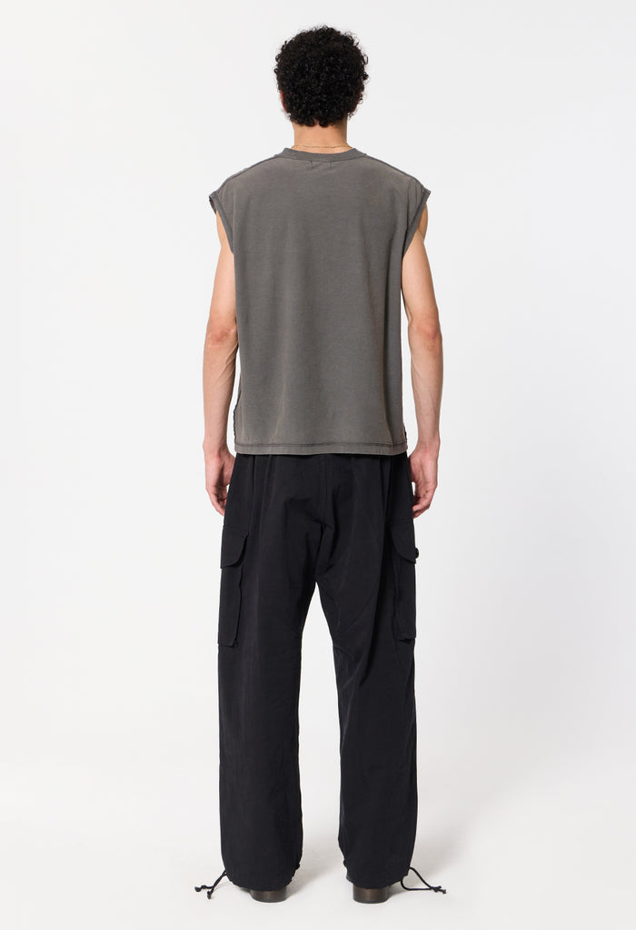 Summer Reversed Cropped Sleeveless / Washed Black