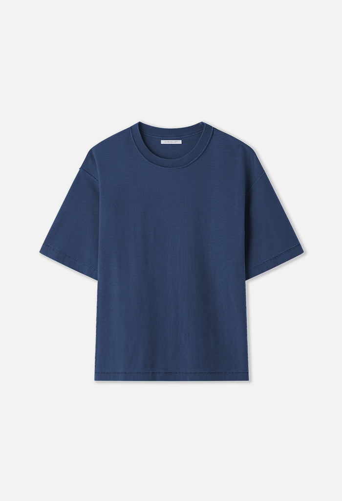Summer Reversed Cropped Tee / Washed Cadet