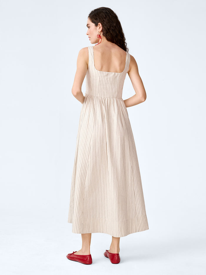 Suri Dress in Cream and Black Stripe