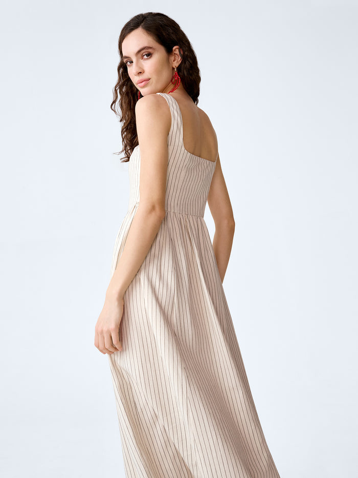 Suri Dress in Cream and Black Stripe