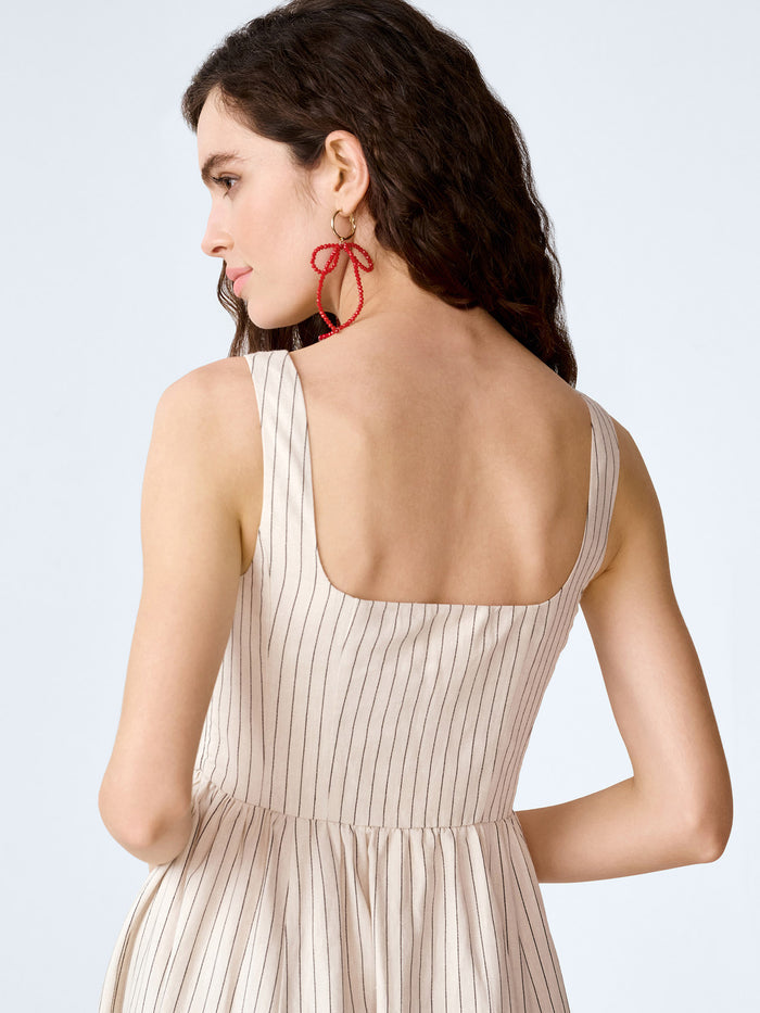 Suri Dress in Cream and Black Stripe