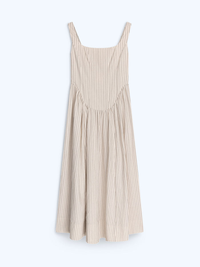 Suri Dress in Cream and Black Stripe
