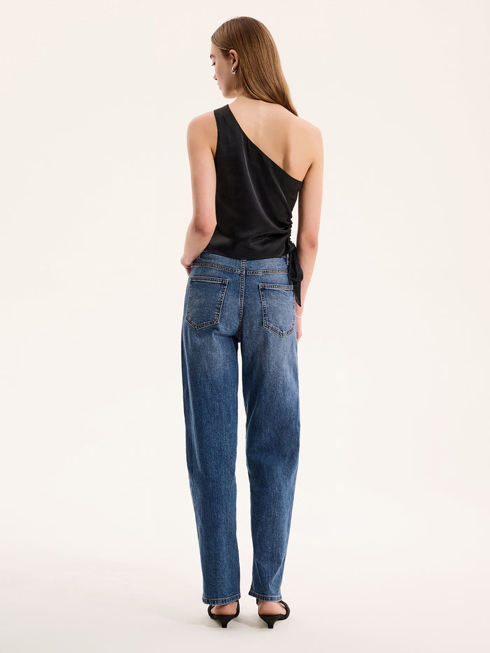 Sweeny One Shoulder Top in Black