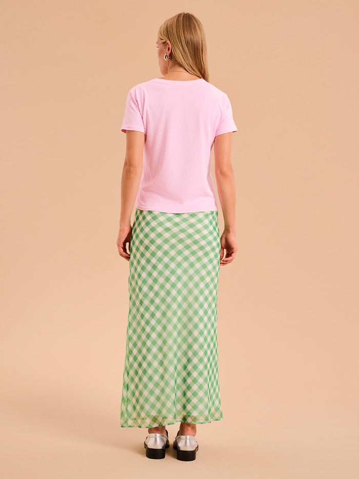 Tabitha Maxi Skirt in Cream and Green Check