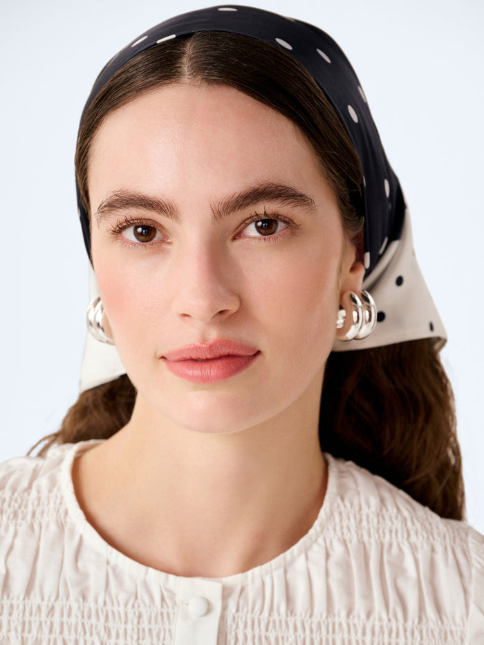 Tahiti Headscarf in Black Polka Dot and White Polka Dot