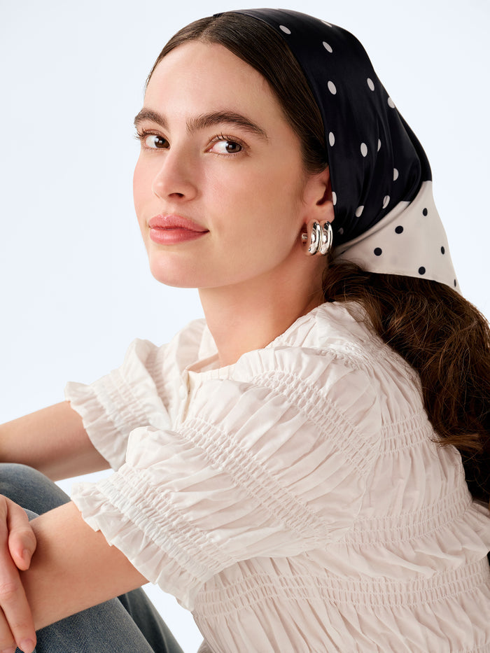 Tahiti Headscarf in Black Polka Dot and White Polka Dot