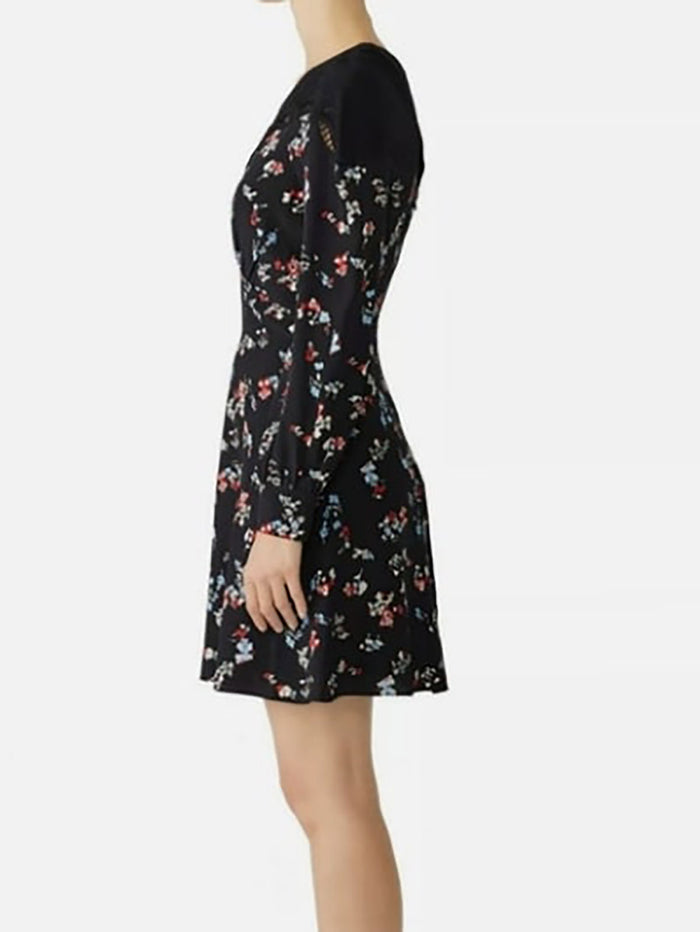 Tanya Taylor Size 22 Black & Red Ditsy Floral Mini Dress