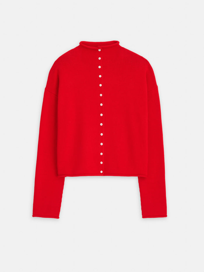 Taylor Rollneck Cardigan In Cotton Cashmere