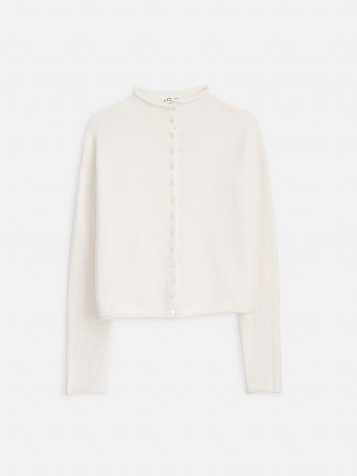 Taylor Rollneck Cardigan In Cotton Cashmere
