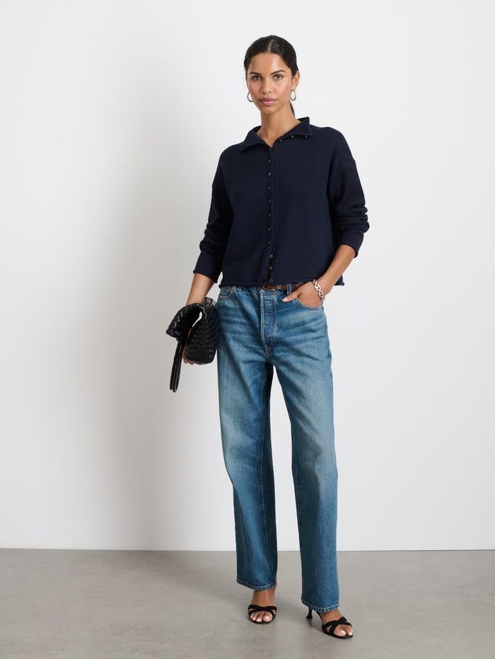 Taylor Rollneck Cardigan In Cotton Cashmere