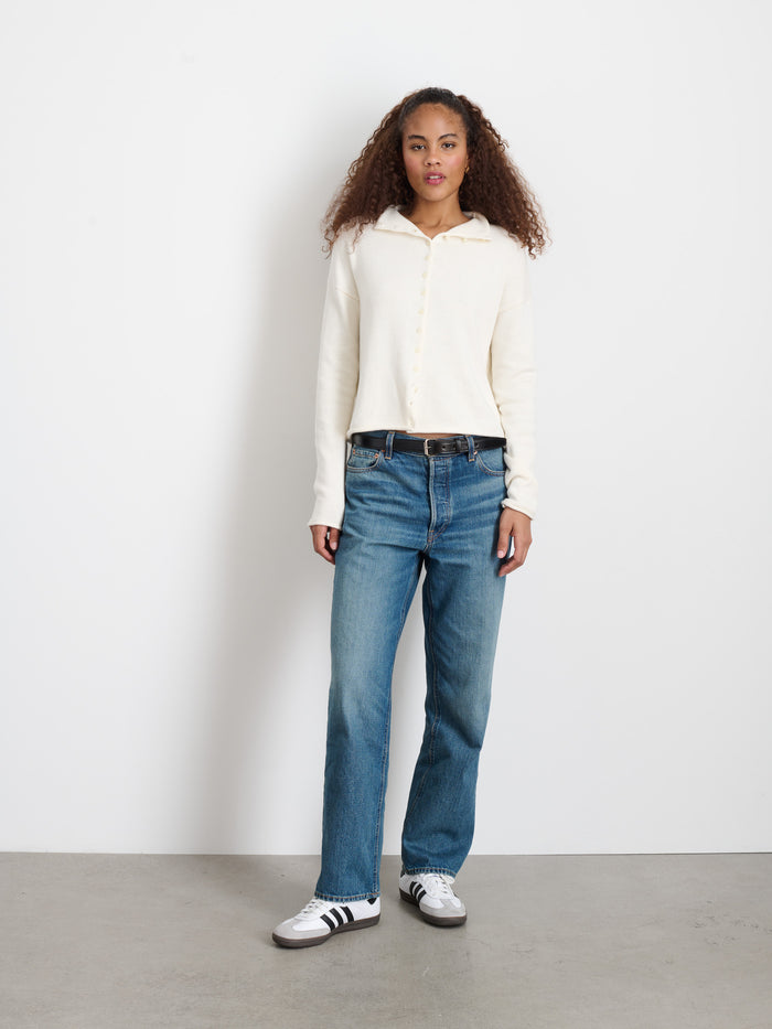 Taylor Rollneck Cardigan In Cotton Cashmere