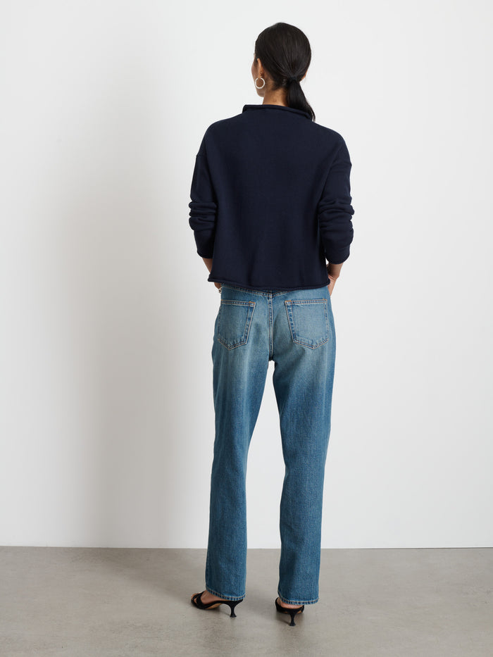 Taylor Rollneck Cardigan In Cotton Cashmere