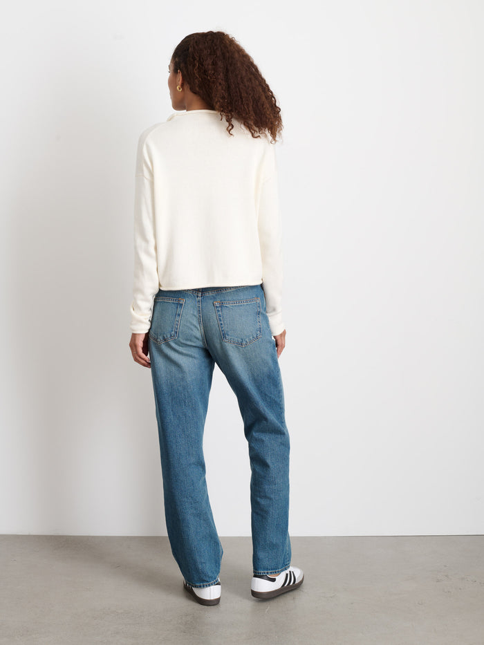 Taylor Rollneck Cardigan In Cotton Cashmere