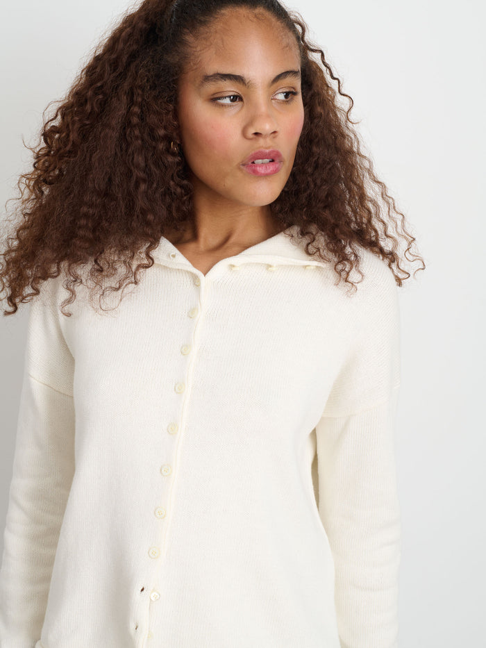 Taylor Rollneck Cardigan In Cotton Cashmere