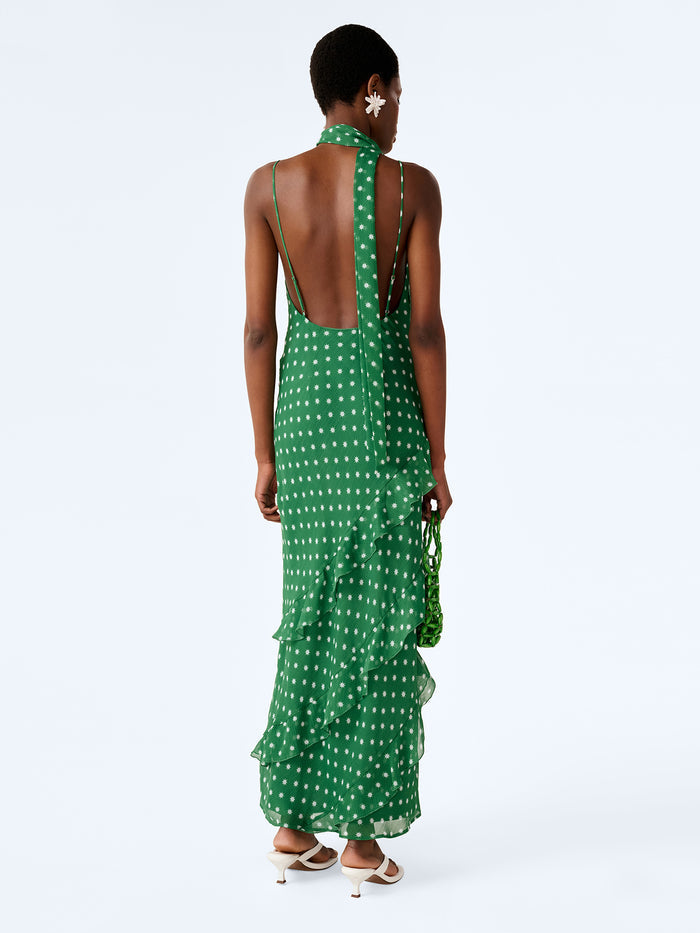 Taylor Dress in Green Starburst Print