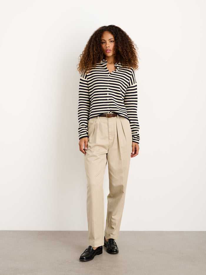 Taylor Striped Cardigan In Cotton Cashmere
