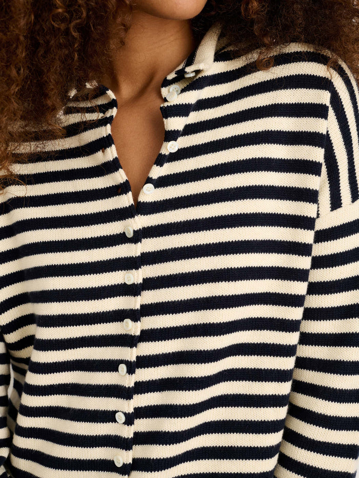 Taylor Striped Cardigan In Cotton Cashmere
