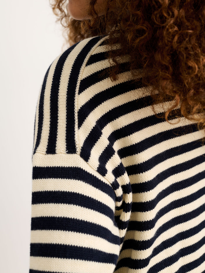 Taylor Striped Cardigan In Cotton Cashmere