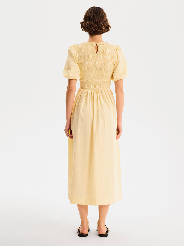 Terri Midi Dress in Butter Yellow