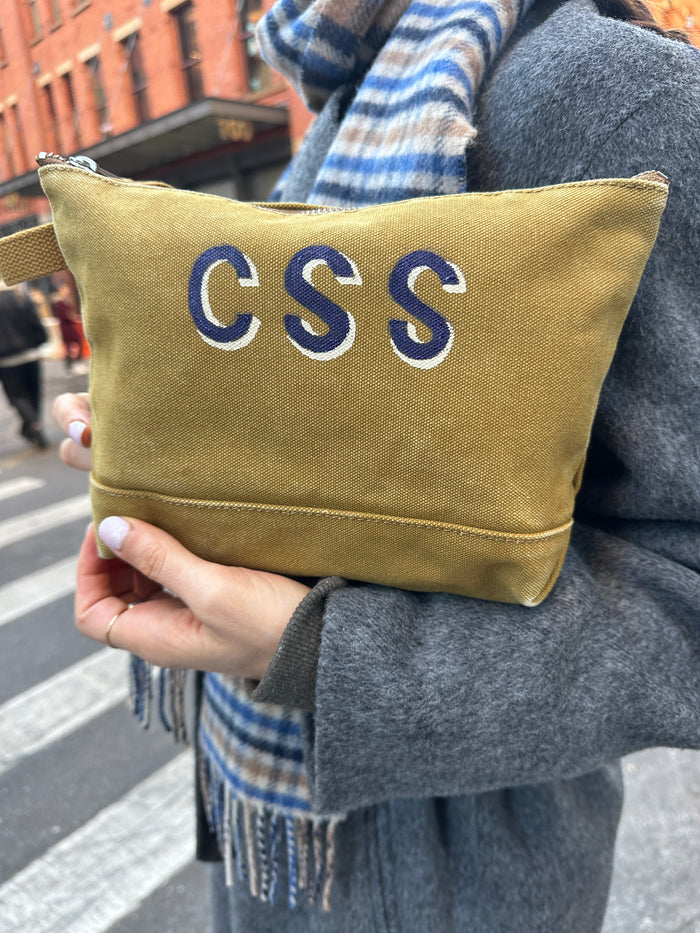 Canvas Travel Pouch In Golden Khaki