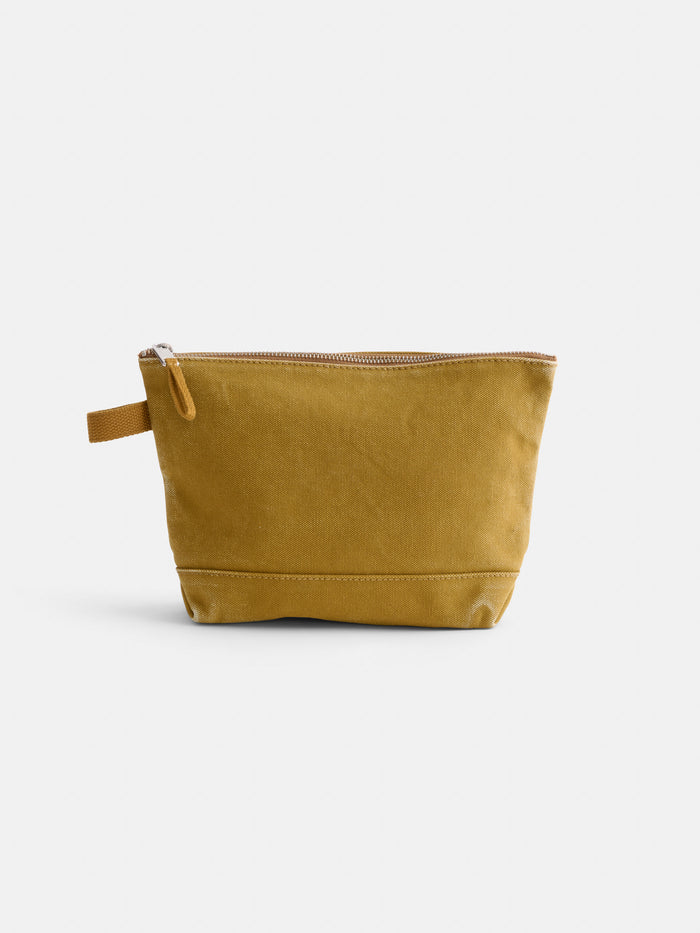 Canvas Travel Pouch In Golden Khaki