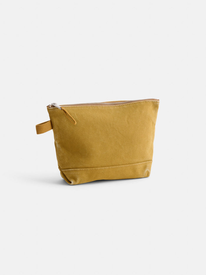 Canvas Travel Pouch In Golden Khaki