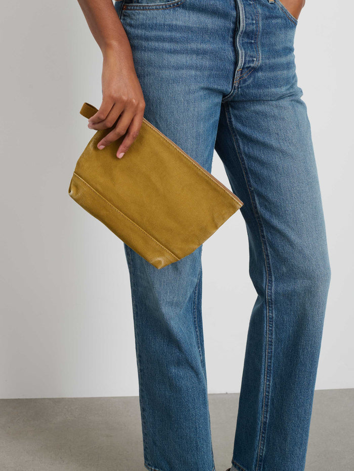 Canvas Travel Pouch In Golden Khaki