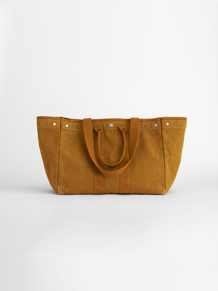 Double Handle Canvas Tote In Golden Khaki