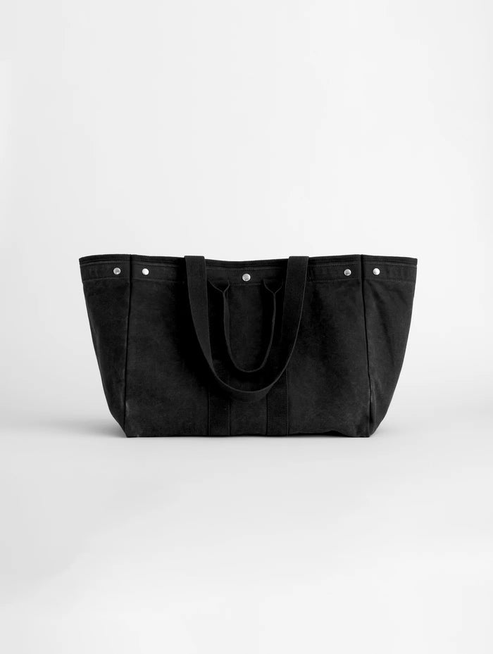 Double Handle Canvas Tote In Black