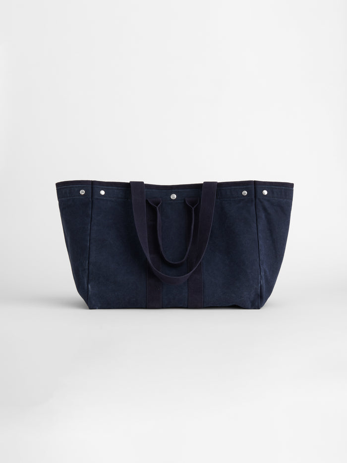 Double Handle Canvas Tote In Navy