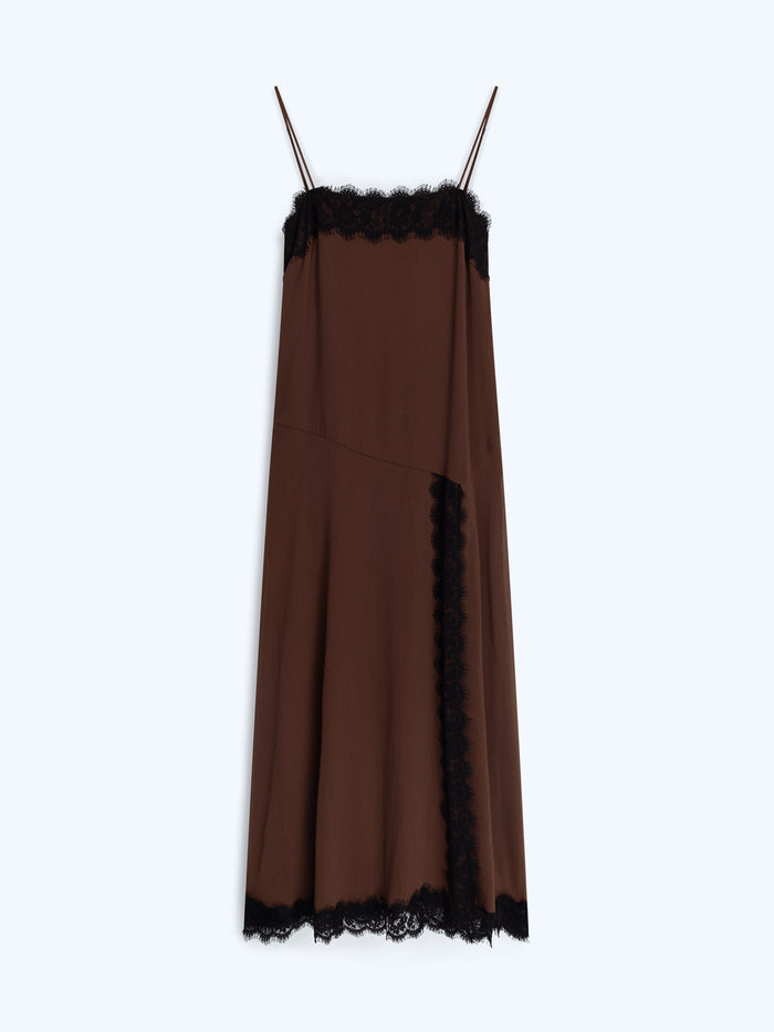 Thea Dress in Chocolate/Black Lace