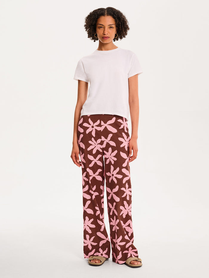 Tommy Trouser in Pink and Chocolate Floral Print