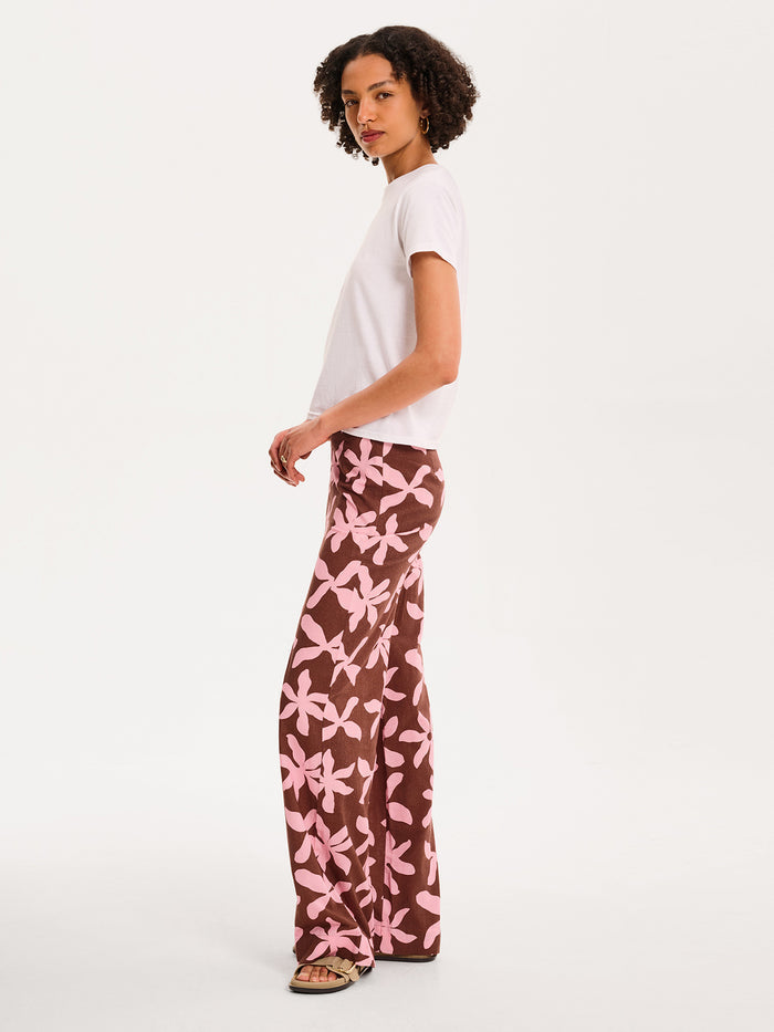 Tommy Trouser in Pink and Chocolate Floral Print