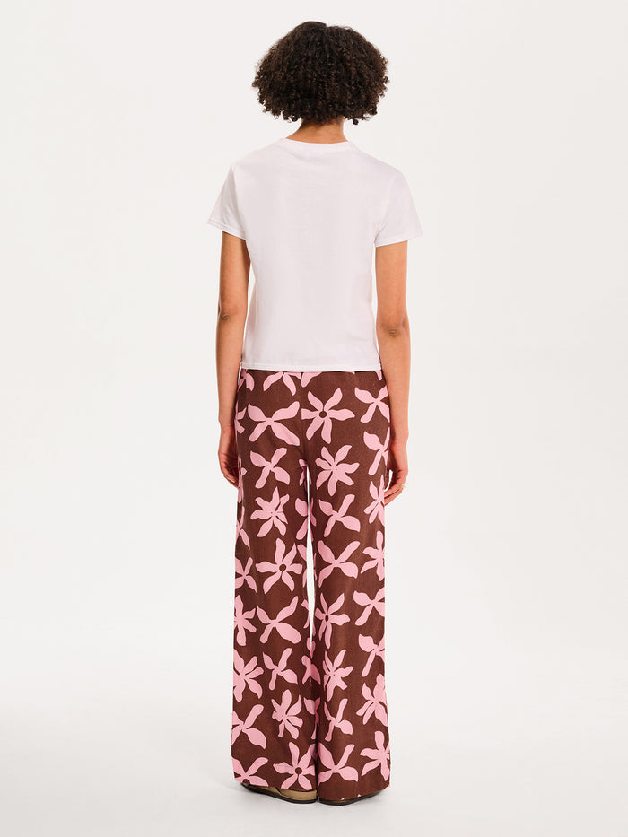 Tommy Trouser in Pink and Chocolate Floral Print