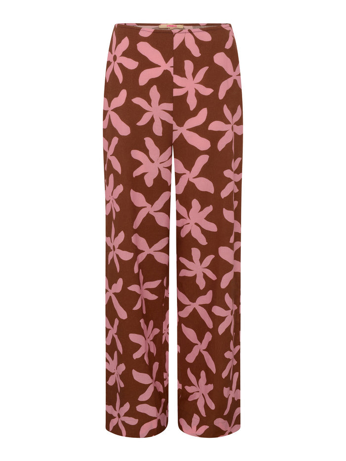 Tommy Trouser in Pink and Chocolate Floral Print