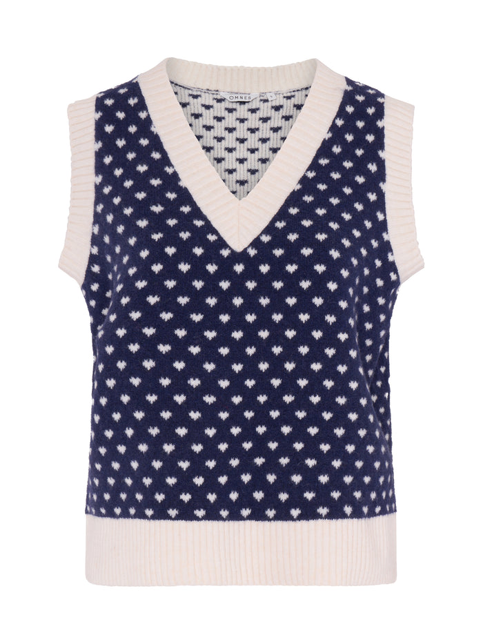 Trinny Mini Heart Vest in Navy