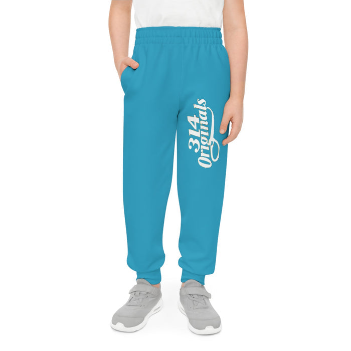 Turquoise Youth Joggers with 314 Originals Side Graphic — Kids Athletic Sweatpants - 314 Originals