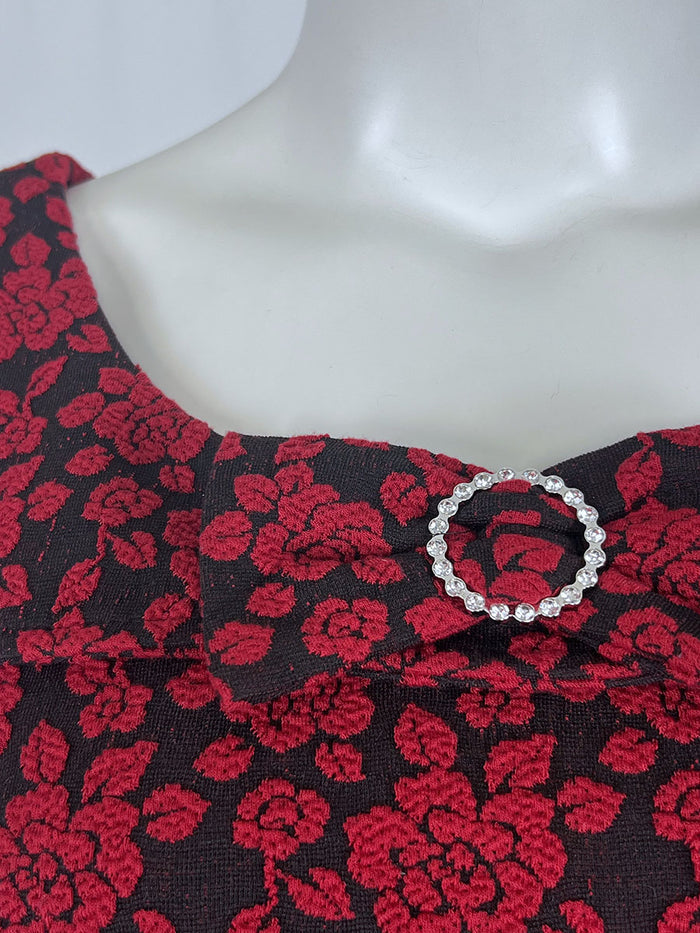 Unique Vintage Size 1X (16) Red & Black Bold Floral Shirt