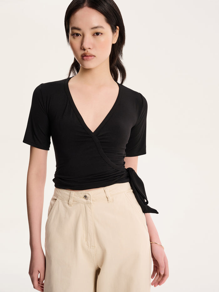 Venus Wrap Top in Black