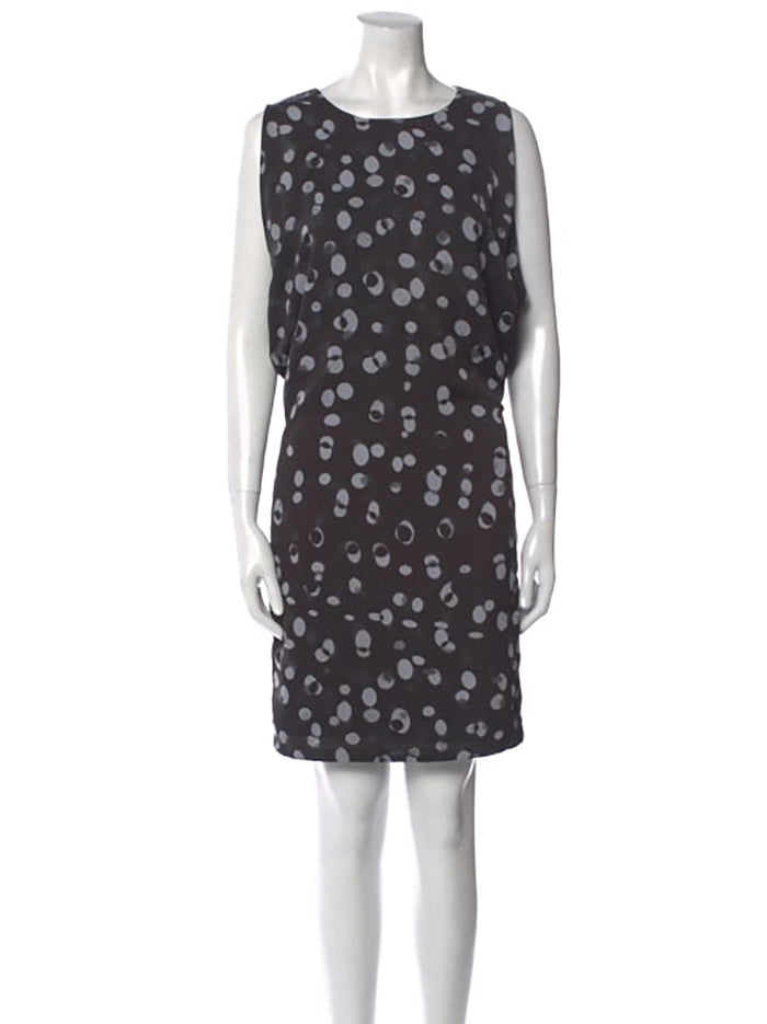 vince. Size L (14) Black & Gray Abstract Dots Dress