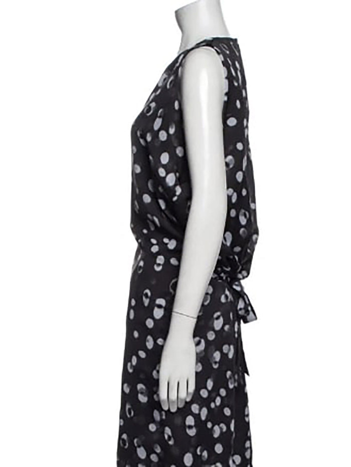 vince. Size L (14) Black & Gray Abstract Dots Dress