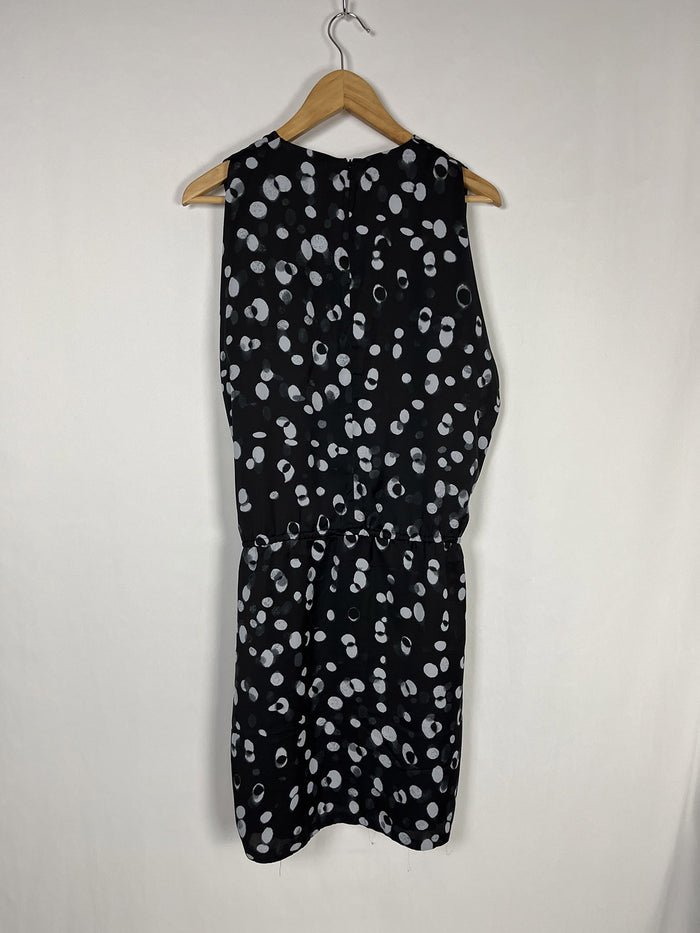 vince. Size L (14) Black & Gray Abstract Dots Dress