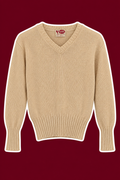 Vintage 100% Wool Cream V-Neck Sweater