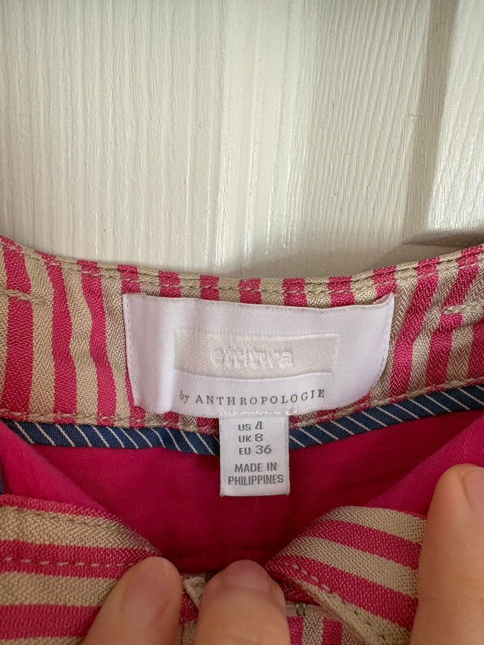 Vintage Anthropologie Pink Striped Wide-Leg Pants