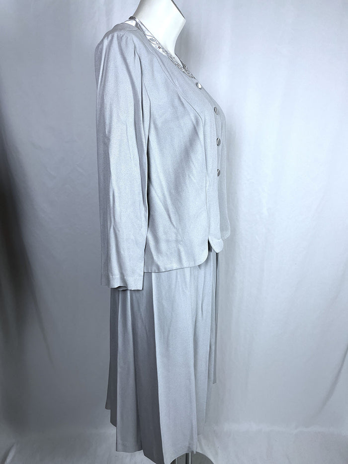 Vintage Jessica Howard Size 20WP Silver Applique Skirt Set NWT