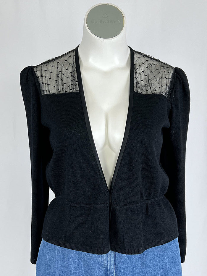 Vintage St. John Size 12/14 (10) Black Lace Sweater