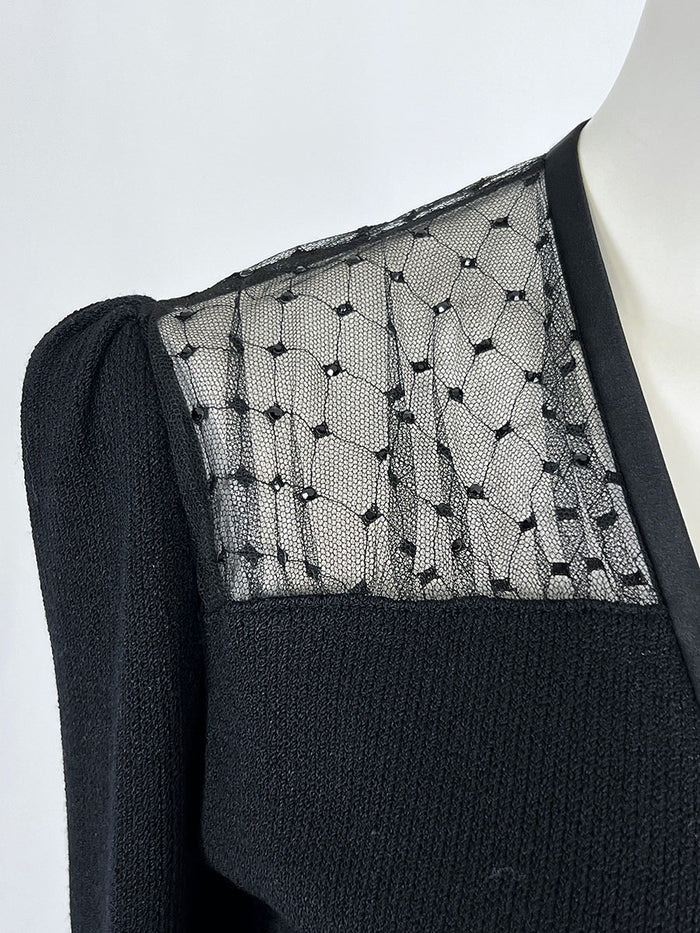Vintage St. John Size 12/14 (10) Black Lace Sweater