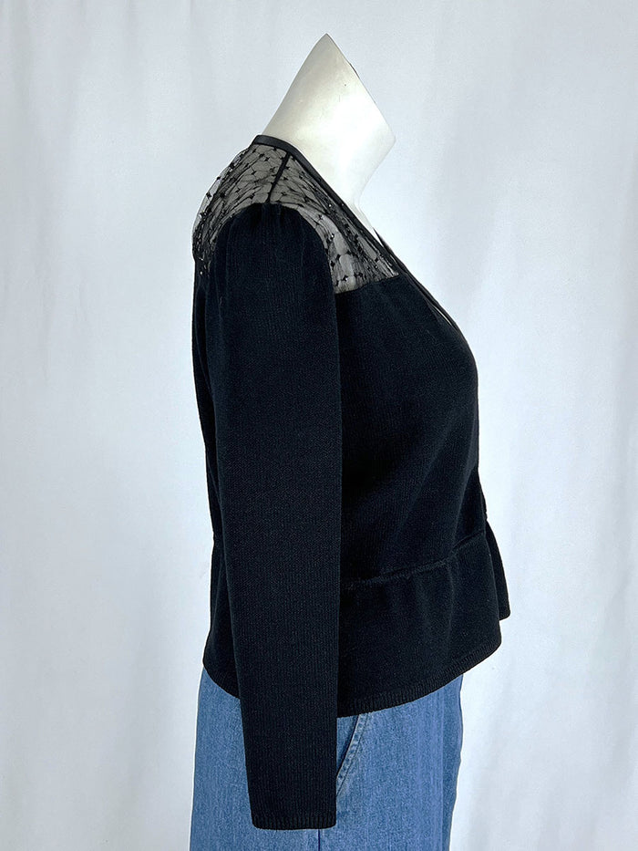 Vintage St. John Size 12/14 (10) Black Lace Sweater