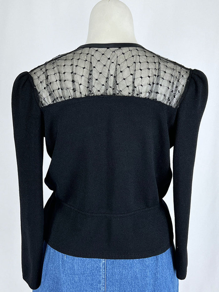 Vintage St. John Size 12/14 (10) Black Lace Sweater