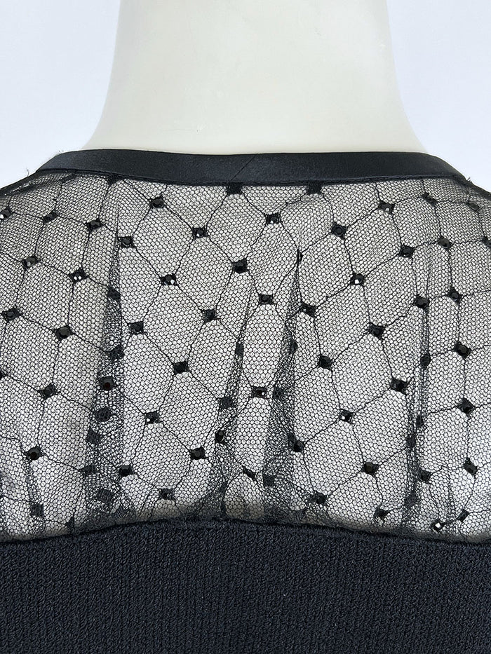 Vintage St. John Size 12/14 (10) Black Lace Sweater